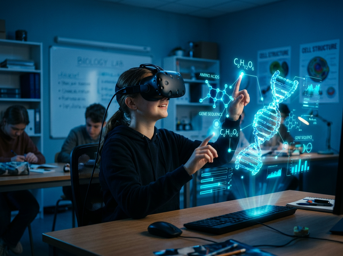 Học sinh sử dụng VR trong lớp học