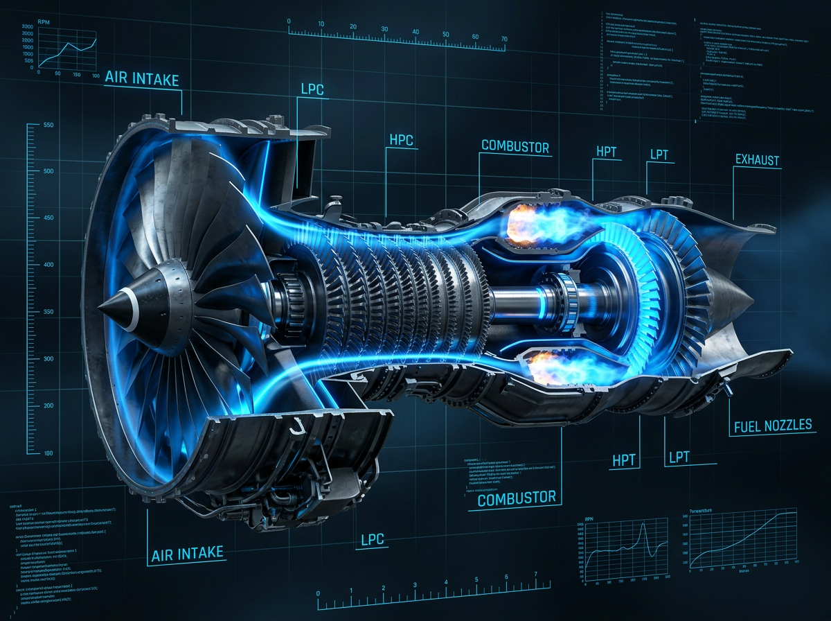 Mô hình 3D động cơ phản lực cắt lớp